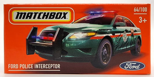 Ford Police Interceptor Matchbox Power Grabs #64/100 Green FOREST RANGER 1:64