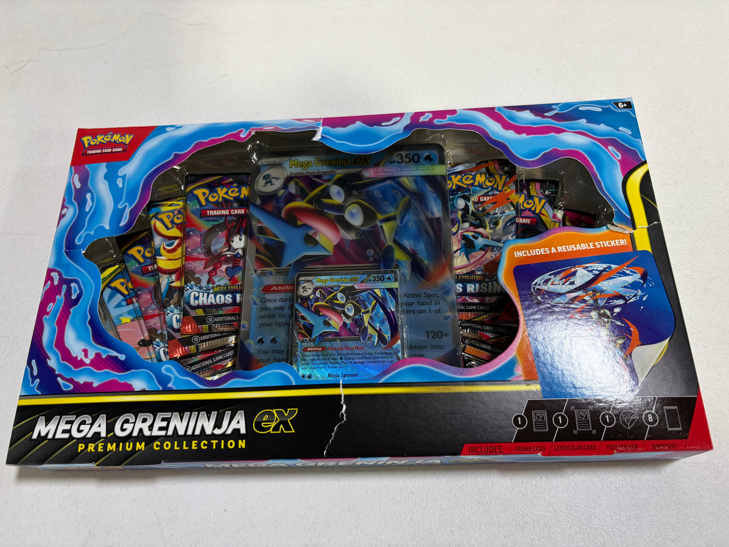 Brand New Mega Greninja  EX Premium Collection box with ripped box