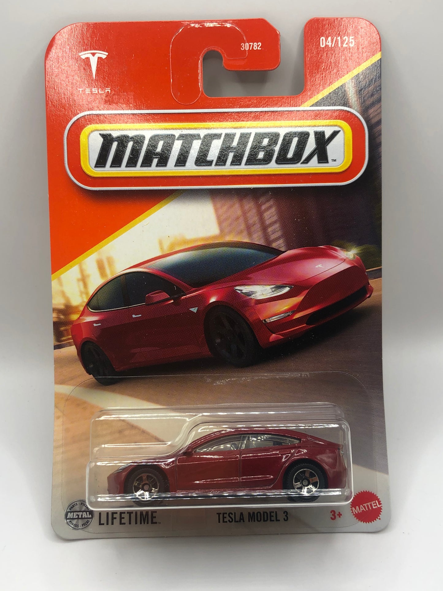 Tesla Model 3 Matchbox 1:64 Maroon 04/125