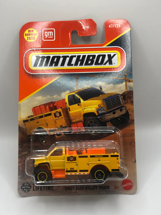 GMC 3500 Utility Truck Matchbox 1:64 Die Cast Orange 47/125