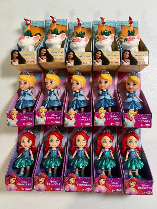 Disney Princess Mini Dolls Set - Cinderella, Ariel, HeiHei & Pua