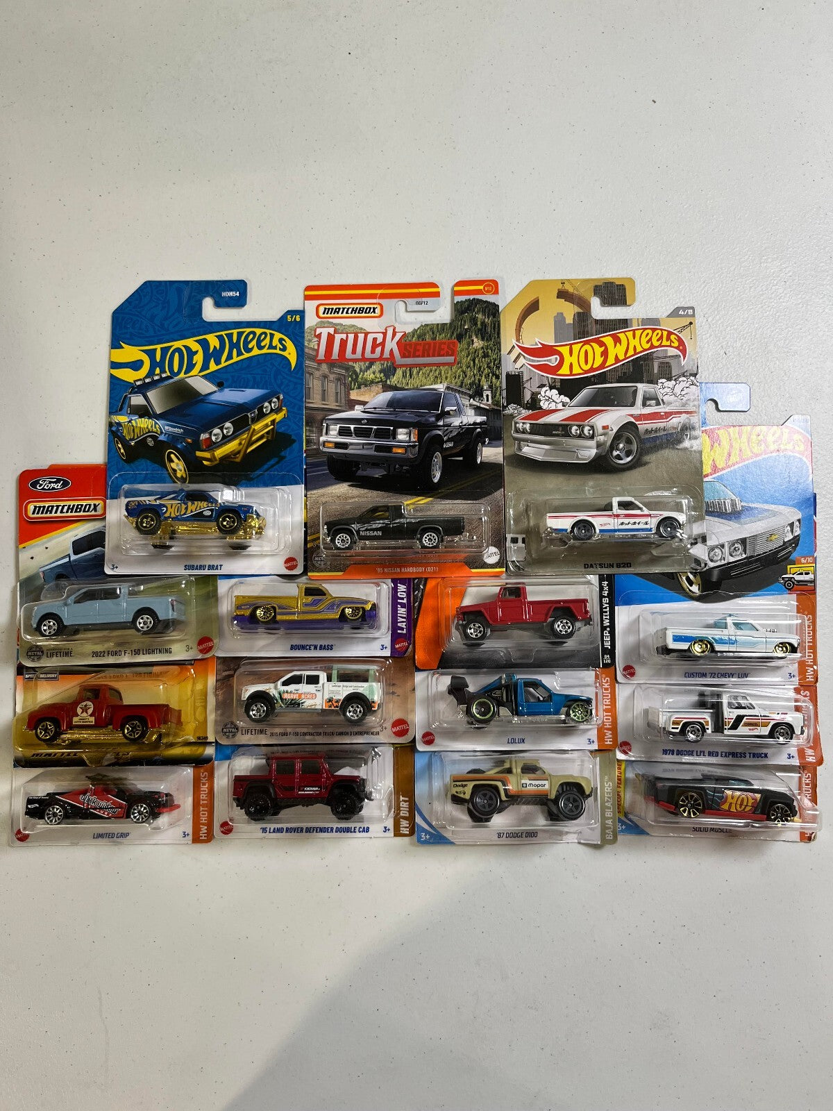 Hot Wheels and Matchbox Truck Assortment 15 Pack - 1:64 Collectible Trucks