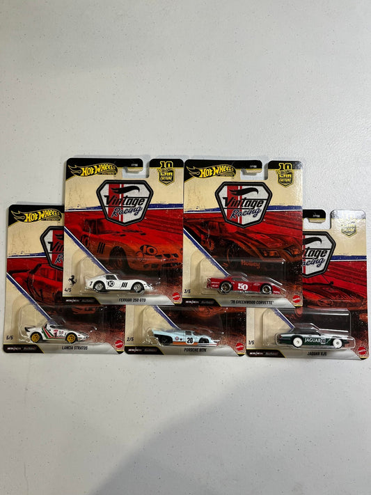 Hot Wheels Premium Vintage Racing Die-Cast Car Set - 5 Pack