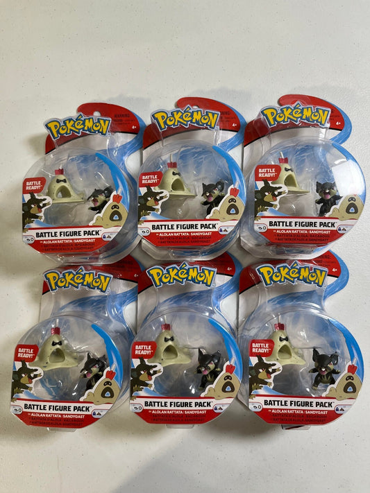 Alolan Rattata & Sandygast- Pokémon Battle Figure Pack - Set of 6