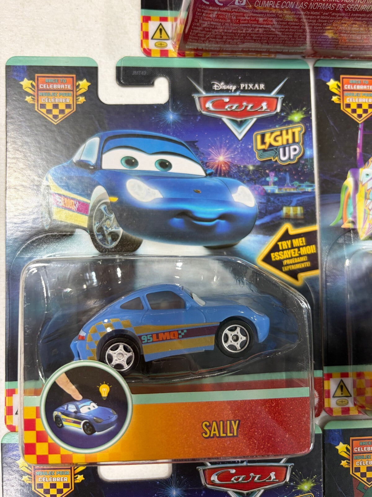 Disney Pixar Cars Light Up Cars Set - McQueen, Sally, Wingo, Snot Rod, DJ